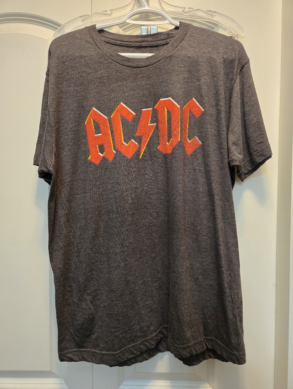 Liquid Blue Men's AC/DC Short Sleeve Tee in Charcoal with Red Logo